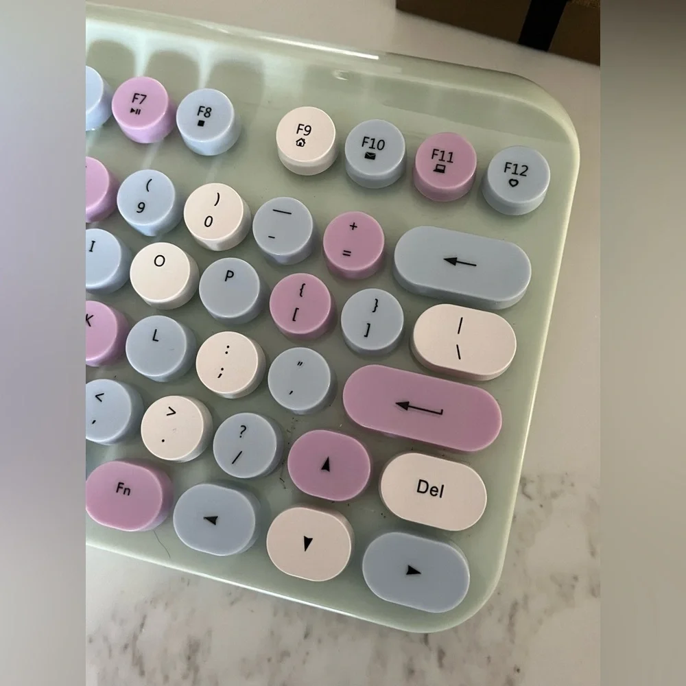 Fabulous Sarina Typewriter wireless keyboard. Green, lilac, blue & white!